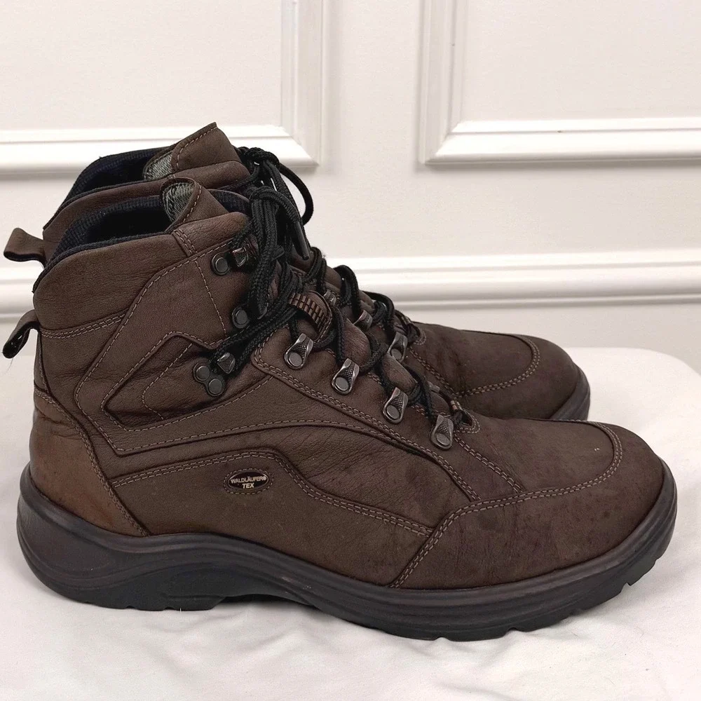 Waldlaufer Tex Mens Brown Leather Waterproof Hiking Boots Size 10.5